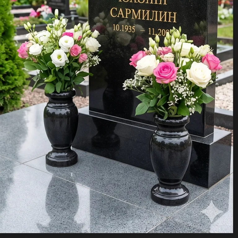 Гранитные вазы для цветов на участке в Новокузнецке