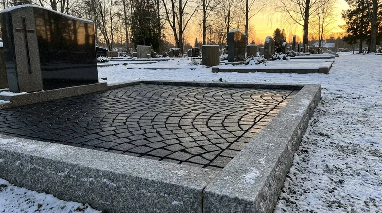 Гранитная брусчатка на могильном участке, образец ПМ005 в Новокузнецке