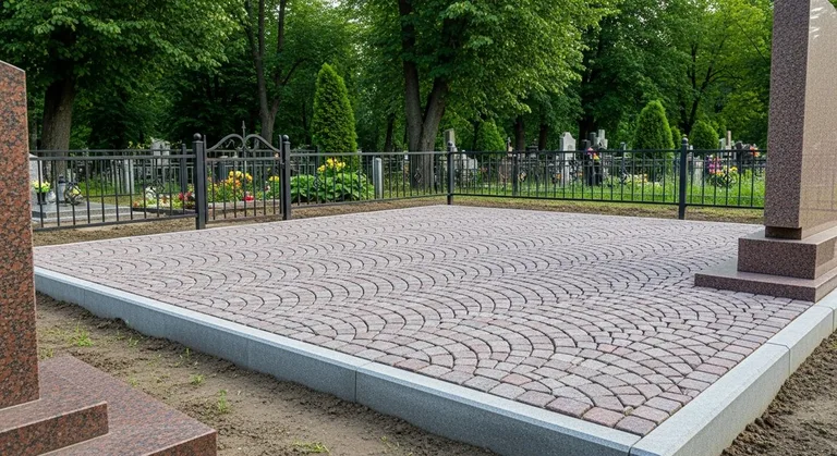 Гранитная плитка ёлочкой на участке, образец ПМ021 в Новокузнецке