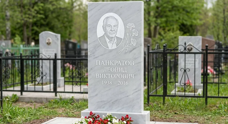 Памятник с гравировкой гвоздик — выполненная работа «Панкратов» в Новокузнецке