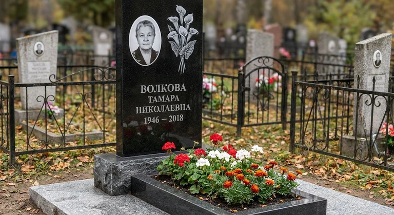 Гравировка калл на памятник в Новокузнецке — пример работы на граните