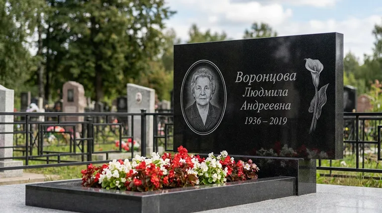 Памятник с гравировкой калл — выполненная работа «Воронцова» в Новокузнецке