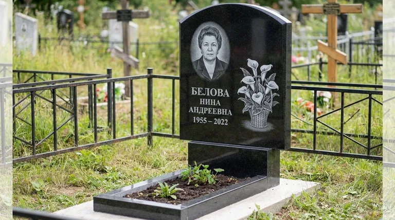 Памятник с гравировкой калл — выполненная работа «Белова» в Новокузнецке