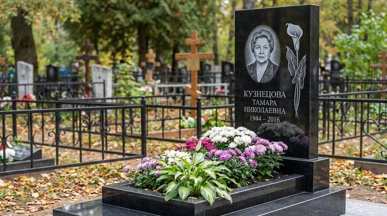 Памятник с гравировкой калл — выполненная работа «Кузнецова» в Новокузнецке