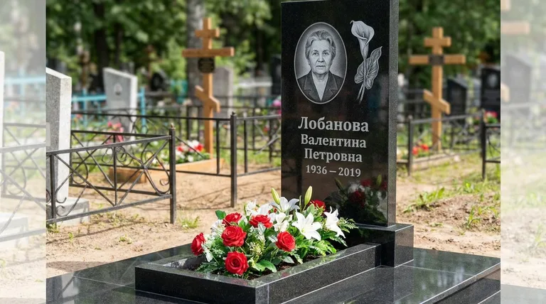 Памятник с гравировкой калл — выполненная работа «Лобанова» в Новокузнецке
