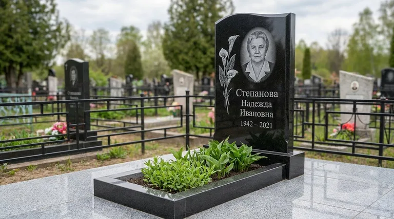 Памятник с гравировкой калл — выполненная работа «Степанова» в Новокузнецке