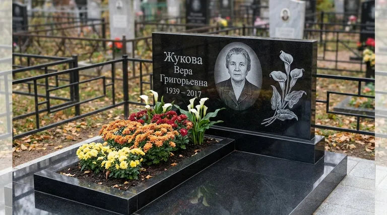 Памятник с гравировкой калл — выполненная работа «Жукова» в Новокузнецке