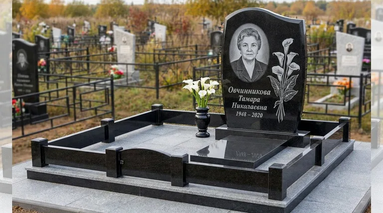 Памятник с гравировкой калл — выполненная работа «Овчинникова» в Новокузнецке