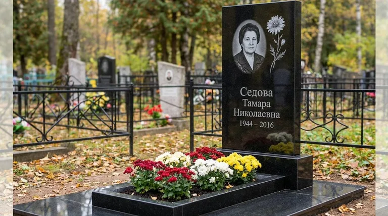 Памятник с гравировкой ромашек — выполненная работа «Седова» в Новокузнецке