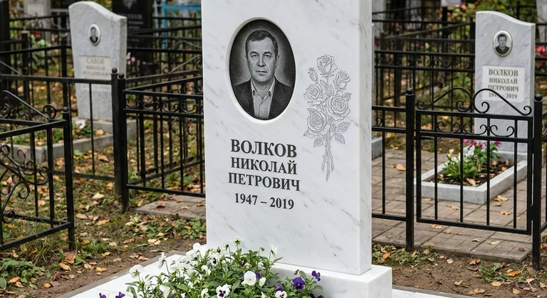 Памятник с гравировкой роз — выполненная работа «Волков» в Новокузнецке