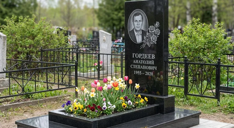 Памятник с гравировкой роз — выполненная работа «Гордеев» в Новокузнецке
