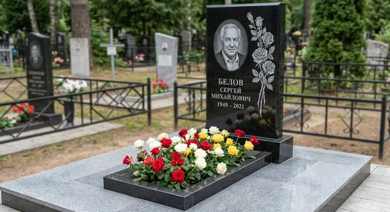 Гравировка цветов на памятник в Новокузнецке — розы на граните