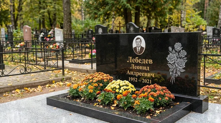 Памятник с гравировкой роз — выполненная работа «Лебедев» в Новокузнецке