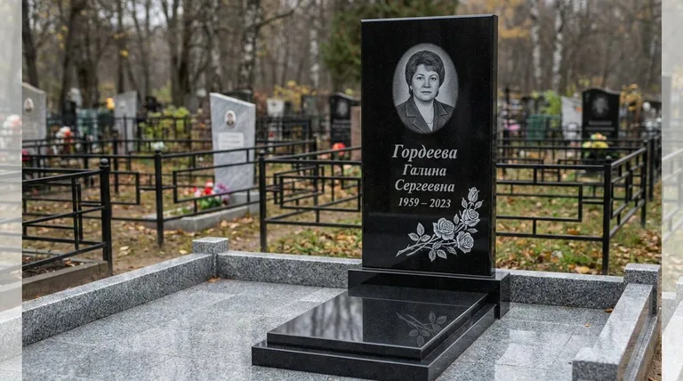 Памятник с гравировкой роз — выполненная работа «Гордеева» в Новокузнецке