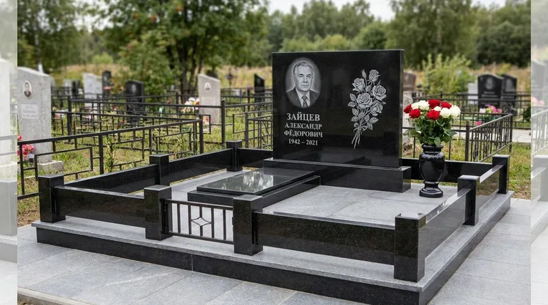 Памятник с гравировкой роз — выполненная работа «Зайцев» в Новокузнецке