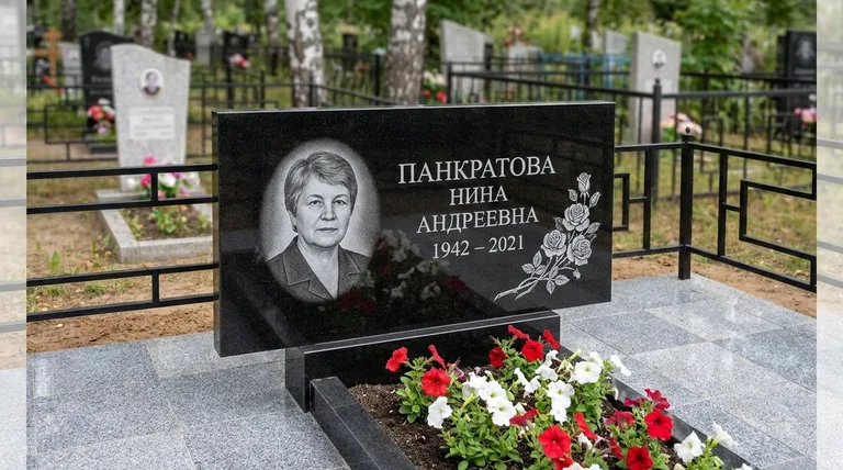 Памятник с гравировкой роз — выполненная работа «Панкратова» в Новокузнецке