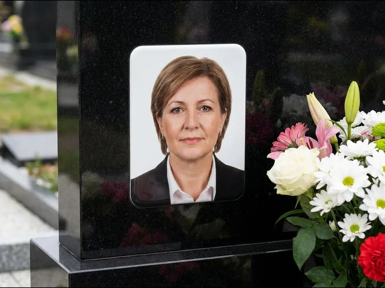 Прямоугольное фото на керамике на памятник в Новокузнецке