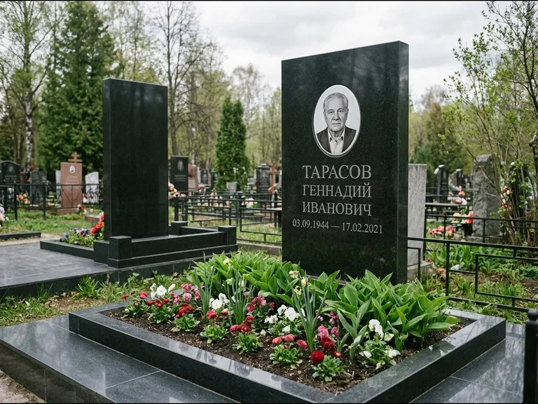 Керамический портрет на габбро-диабазе в Новокузнецке