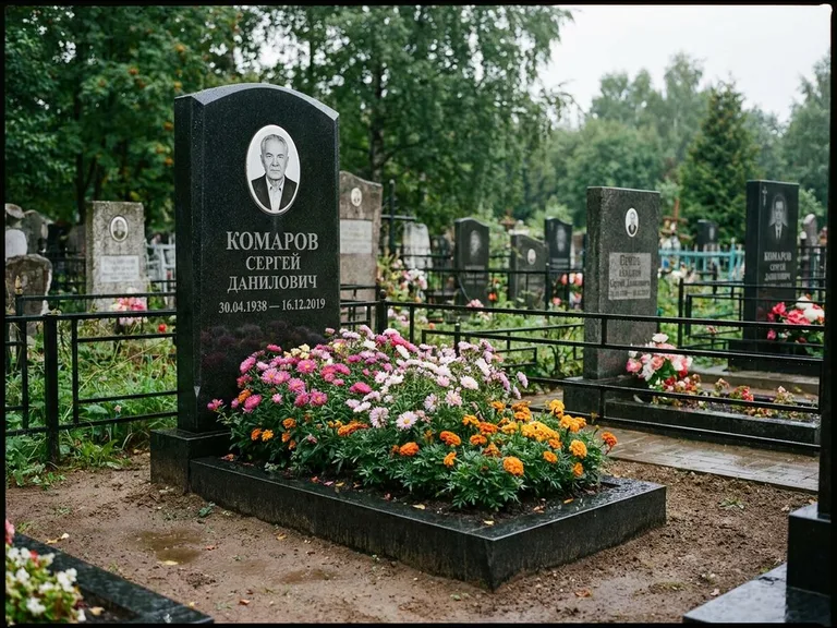 Портрет на керамике — семейный памятник в Новокузнецке