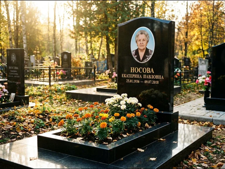 Керамический портрет мужчины на чёрном граните в Новокузнецке