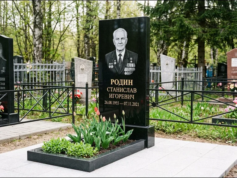 Гравировка портрета на чёрном граните — выполненная работа 21 в Новокузнецке