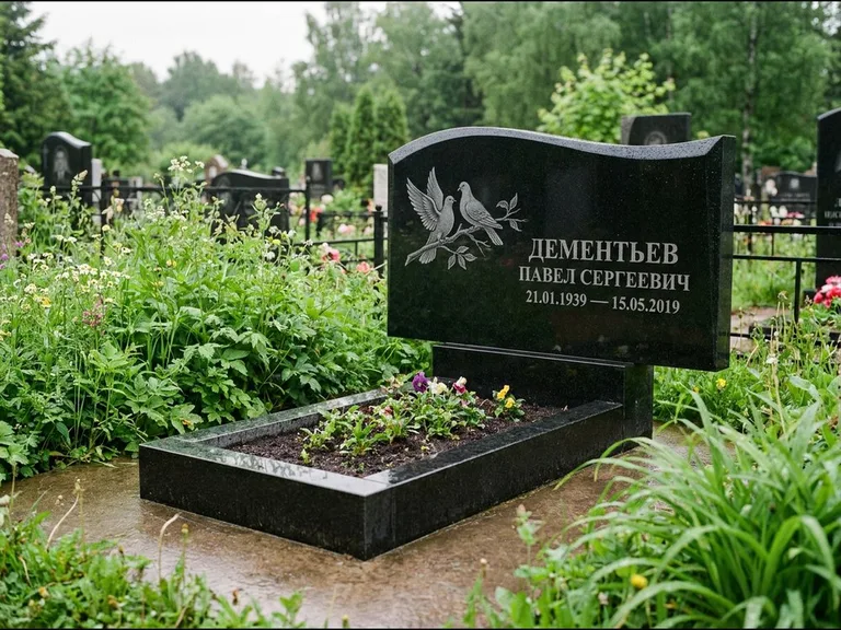 Памятник с гравировкой голубей — гравировка голубей, работа «Дементьев» в Новокузнецке