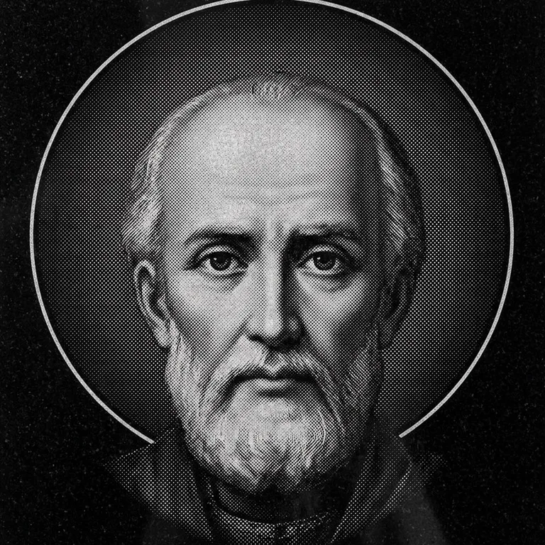 Эскиз иконы: Николай Чудотворец (полутон) — объёмный лик святителя, гравировка на памятник в Новокузнецке