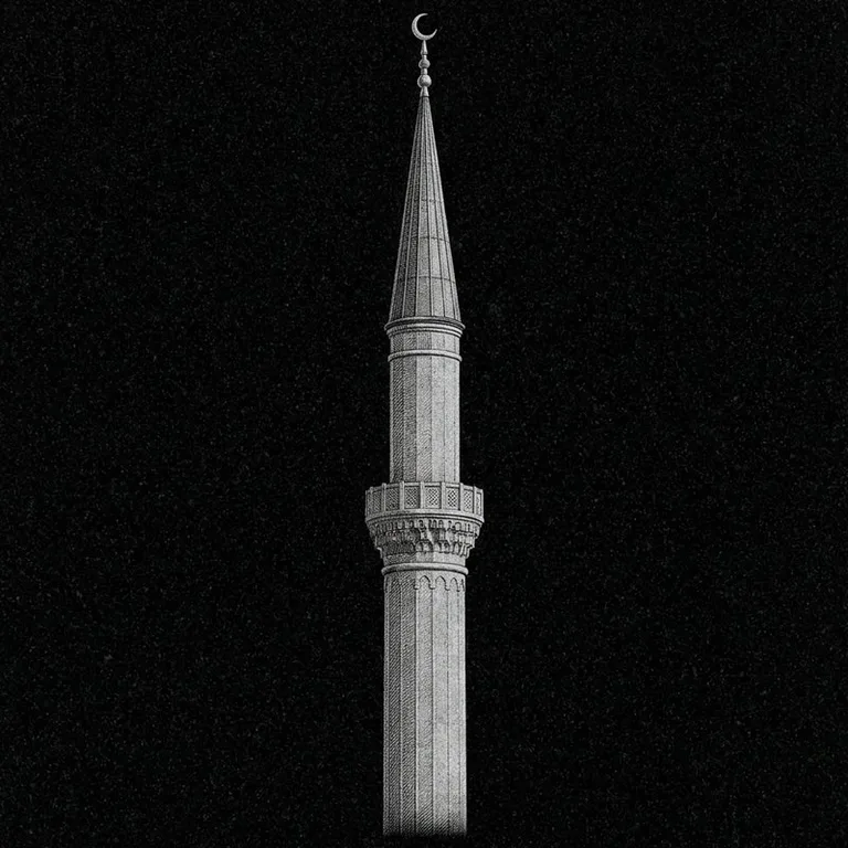 Эскиз: Минарет (фотореализм) — одиночный минарет с полумесяцем в Новокузнецке