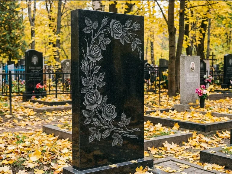 Цветы и орнамент — гравировка с выездом на кладбище в Новокузнецке
