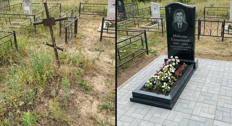 Памятник под ключ: запущенная могила до и ухоженный мемориал после в Новокузнецке