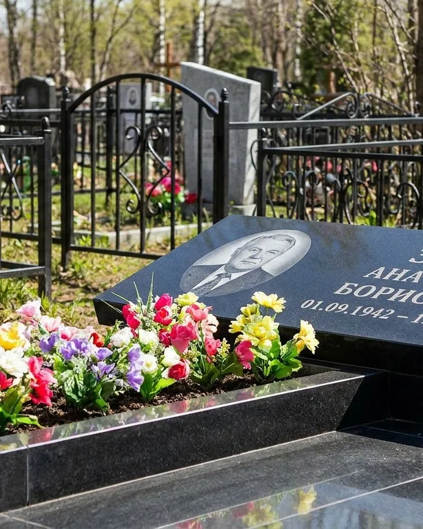 Премиум памятник под ключ с мощением и оградой в Новокузнецке