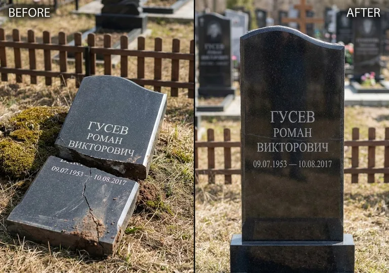 Склейка расколотого памятника: до и после в Новокузнецке