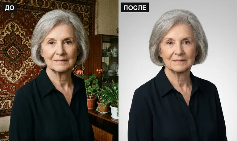 Ретушь фото на памятник — замена фона: до и после в Новокузнецке