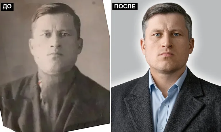 Ретушь фото на памятник — замена одежды: до и после в Новокузнецке