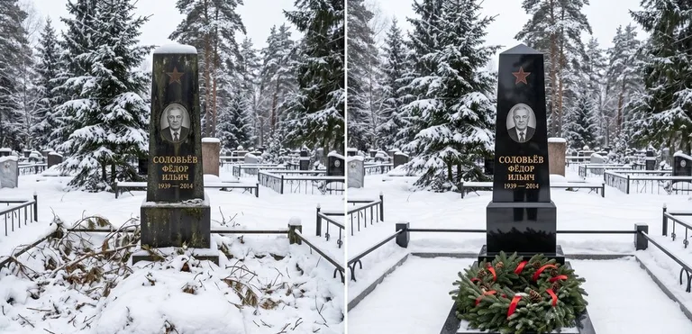 Уборка старого памятника до и после в Новокузнецке