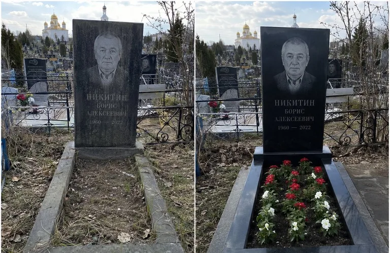 Диптих №3: покраска оградки и прополка цветника с тюльпанами — до и после в Новокузнецке