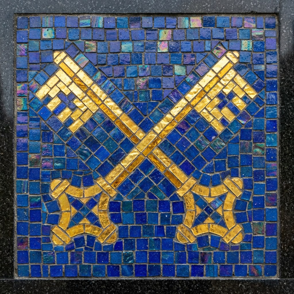 Мозаика на памятник: ключи (апостольские) — символ веры