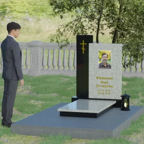 Вертикальный комбинированный православный памятник - П006