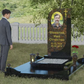 Гранитный памятник с крестом для одного - П027