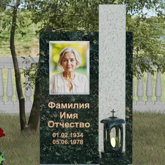Вертикальный гранитный памятник на могилу во Владивостоке, гранит Балтик грин