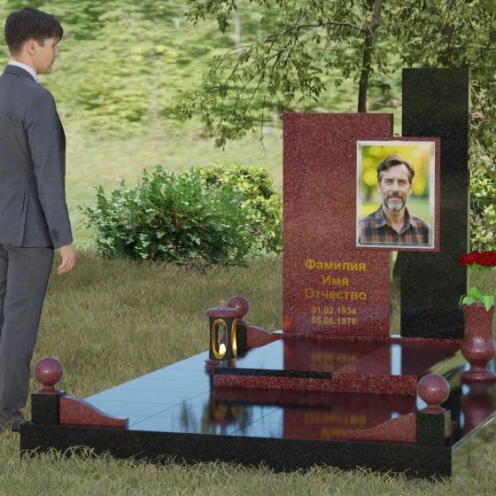 Многоуровневый гранитный памятник, гранит Лезниковский, вид 4