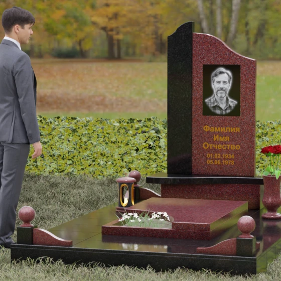 Светский комбинированный памятник во Владивостоке, гранит Лезниковский, вид 4