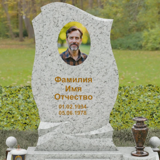 Светский гранитный памятник для одного в Норильске, гранит Мансуровский