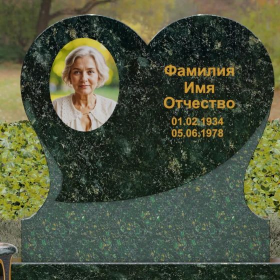 Вертикальный гранитный памятник в Ярославле, гранит Балтик грин