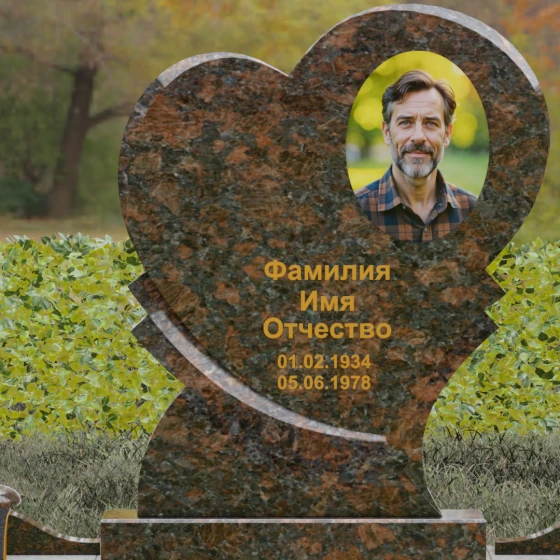 Комбинированный памятник вертикальный в Липецке, гранит Дымовский