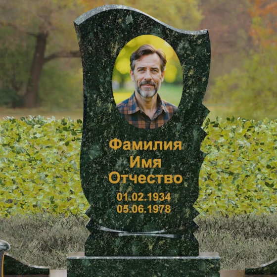 Вертикальный гранитный памятник в Воронеже, гранит Балтик грин