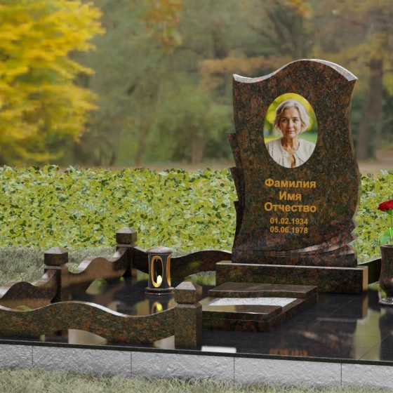 Гранитный вертикальный памятник в Красноярске, гранит Дымовский, вид 4
