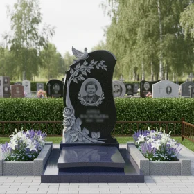 Элитный гранитный вертикальный памятник для одного - ПН006