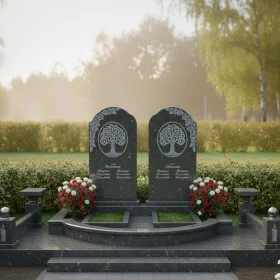 Гранитный вертикальный памятник на две могилы - ПН053