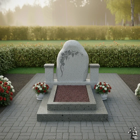 Комбинированный вертикальный памятник в Норильске, гранит Мансуровский